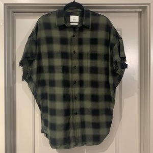 Zara Distressed Plaid Button down shirt